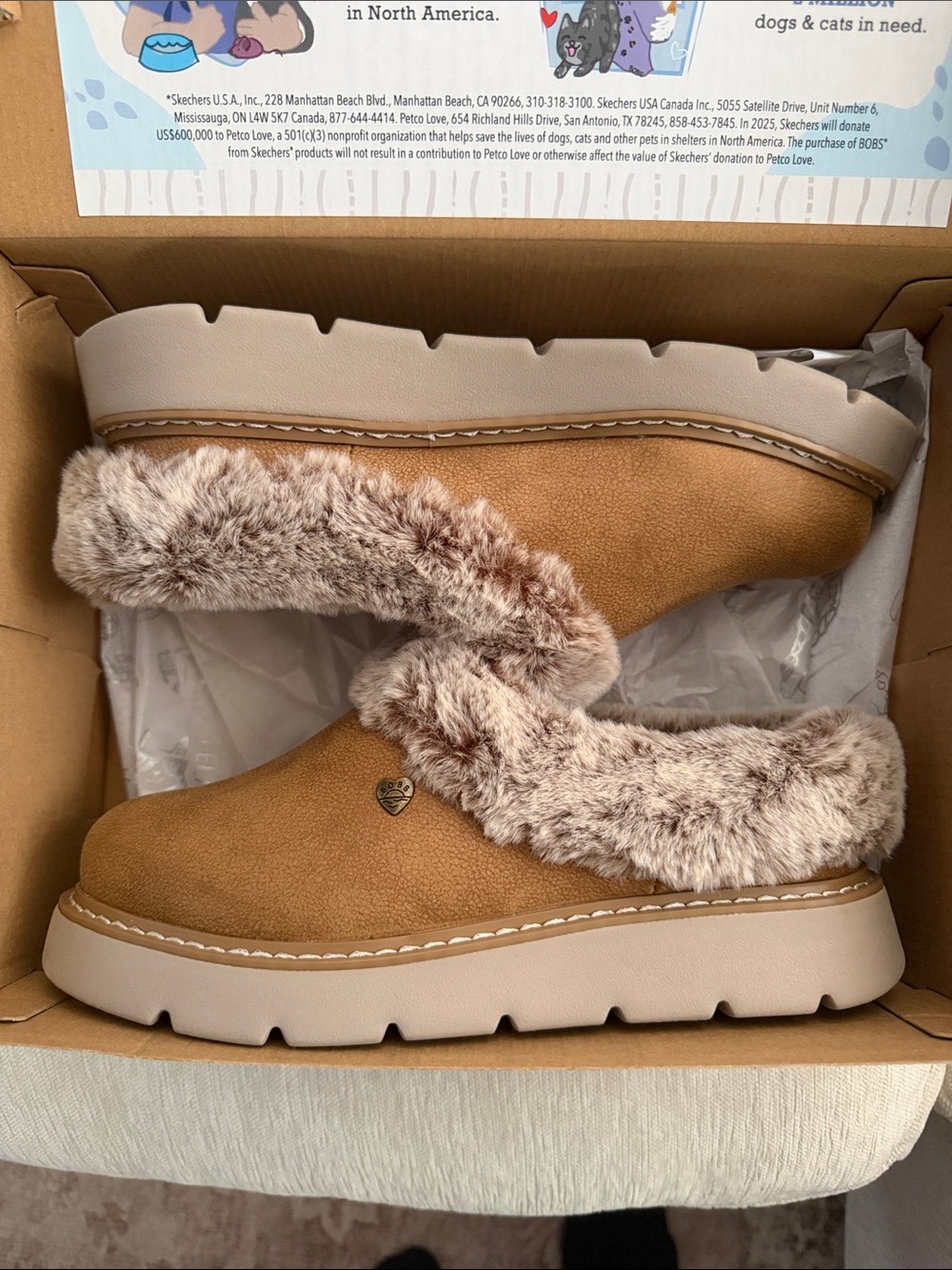 BOBS from Skechers Chestnut Faux-Fur Slip-On Clog